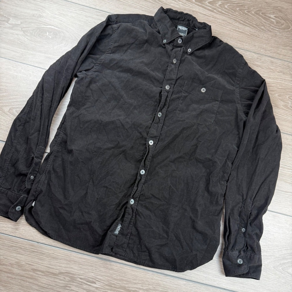 Todd Snyder Mens Button Down Shirt Corduroy Long Sleeve Black Size M